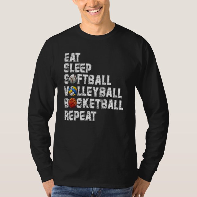 Camiseta Eat Sleep Softball Volleyball Basketball Repeat Ga (Anverso)