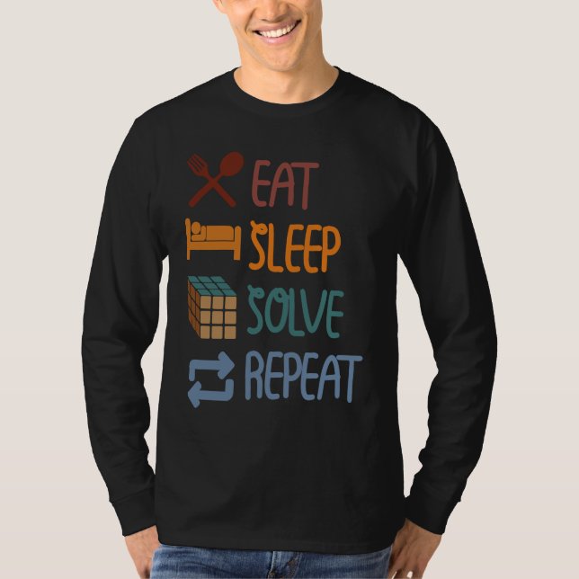 Camiseta Eat Sleep Solve Repeat  Solve Cube Puzzle Fun  2 (Anverso)