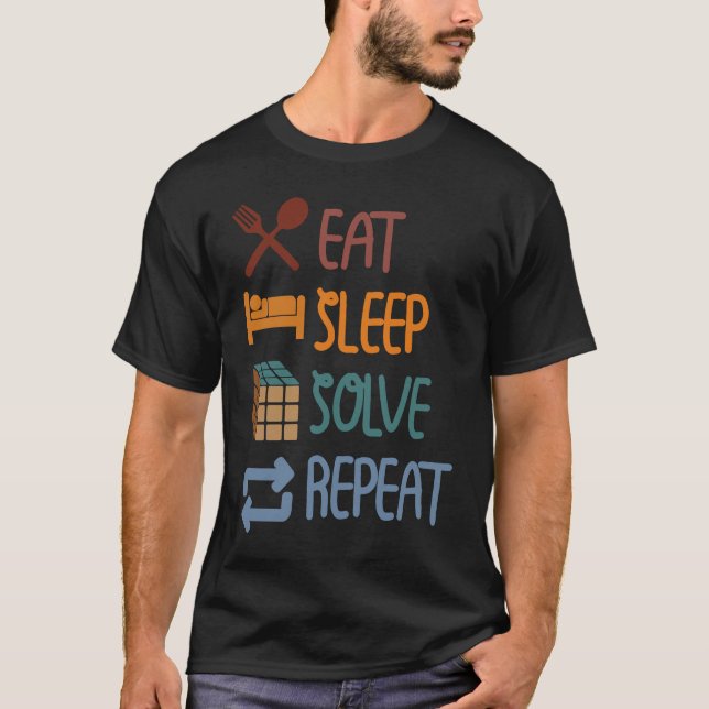 Camiseta Eat Sleep Solve Repeat  Solve Cube Puzzle Fun  2 (Anverso)