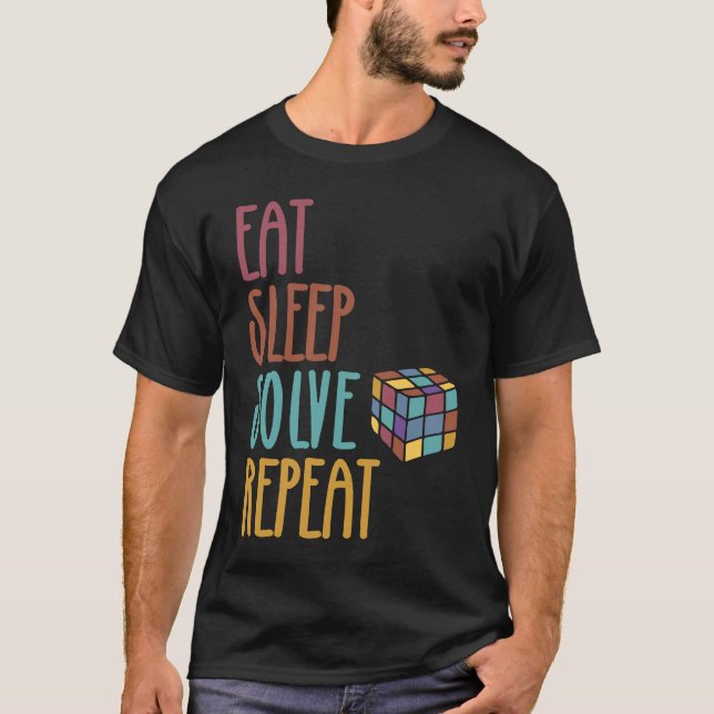 Camiseta Eat Sleep Solve Repeat  Solve Cube Puzzle Fun  3 (Anverso)