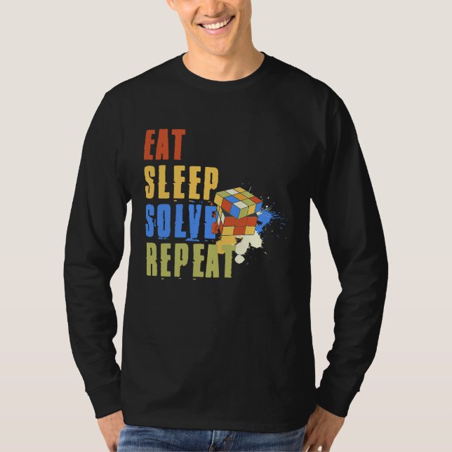 Camiseta Eat Sleep Solve Repeat  Solve Cube Puzzle Fun  8 (Anverso)