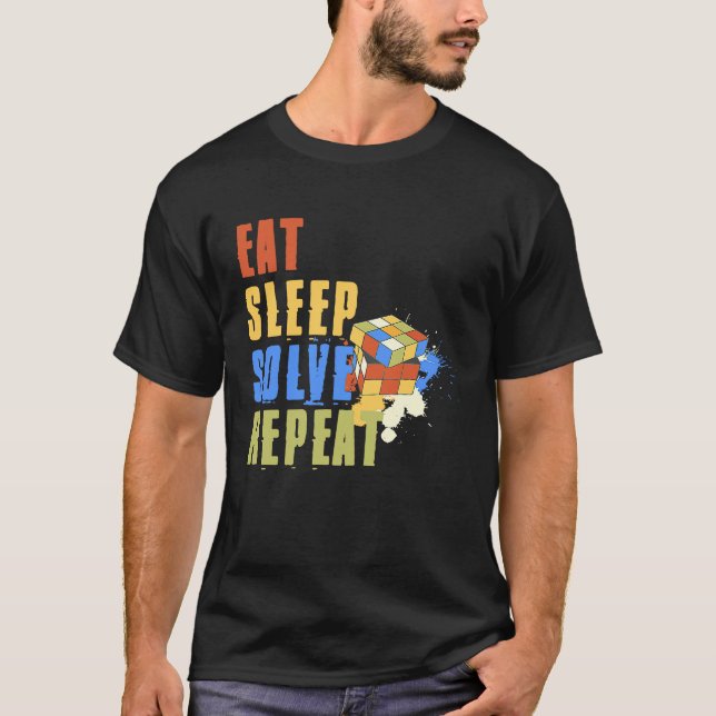 Camiseta Eat Sleep Solve Repeat  Solve Cube Puzzle Fun  8 (Anverso)