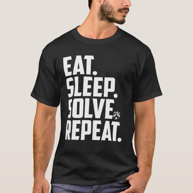 Camiseta Eat Sleep Solve Repeat Speed Cubing Cuber Cube (Anverso)