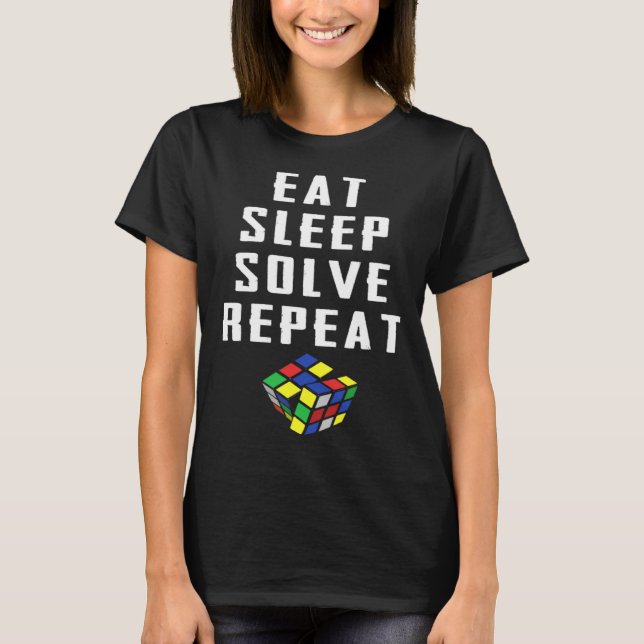 Camiseta Eat Sleep Solve Repeat Speed Cubing Puzzle Cube (Anverso)