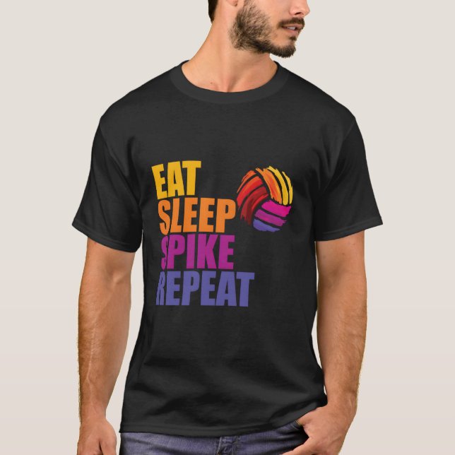 Camiseta Eat Sleep Spike Repetir voleibol (Anverso)