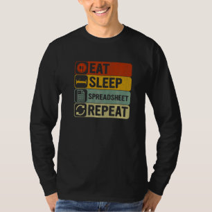 Camiseta Eat Sleep Spreadsheet Repeat Retro 60s 70s Spread