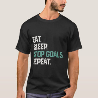 Camiseta Eat Sleep Stop Goals Repeat Goalie Soccer Hockey K