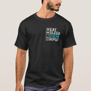 Camiseta Eat Sleep Stream Repeat Gamer Minimalista