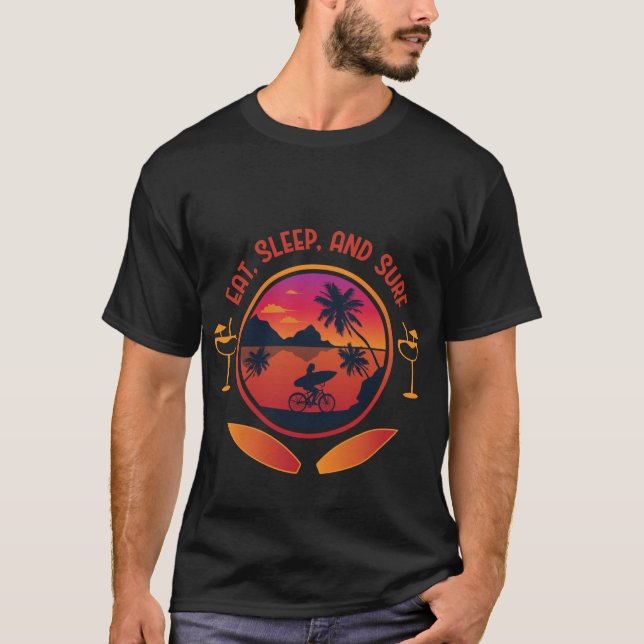 Camiseta Eat Sleep Surf | Retro Sunset Surf Lifestyle Beach (Anverso)