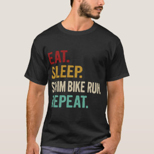Camiseta Eat Sleep Swike Bike Run Repetir Funny Triathlon V