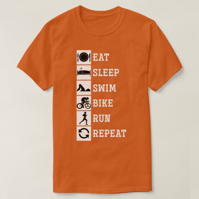 Camiseta Eat Sleep Swike Bike Run Repetir Triatlete (Diseño del anverso)