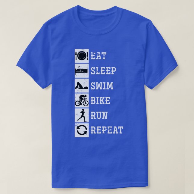Camiseta Eat Sleep Swike Bike Run Repetir Triatlón (Diseño del anverso)