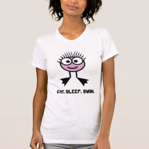 Camiseta Eat.Sleep.Swim - Carácter rosado de la nadada