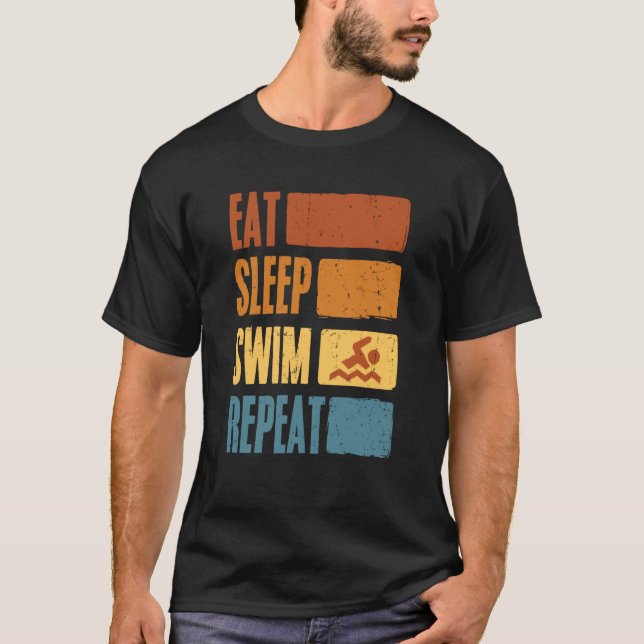 Camiseta Eat Sleep Swim Repeat Swimming Sarcastic Print  7 (Anverso)