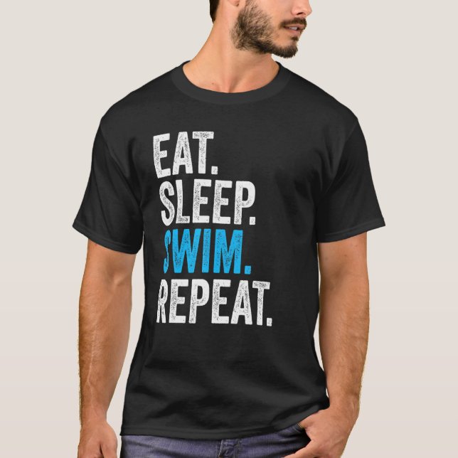 Camiseta Eat Sleep Swim Repetir nadador vintage (Anverso)