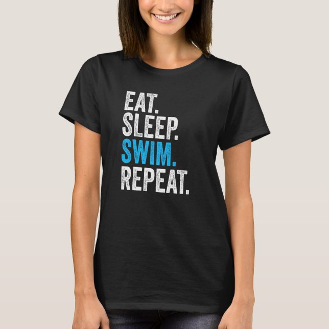 Camiseta Eat Sleep Swim Repetir nadador vintage (Anverso)