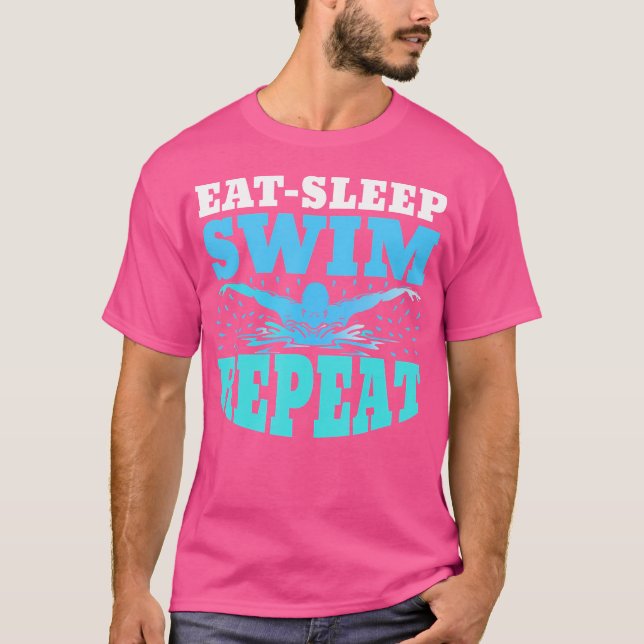 Camiseta Eat Sleep Swim Repetir Natación Nadador Lover Athl (Anverso)
