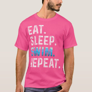 Camiseta Eat Sleep Swim Repita Divertido Natación Natación