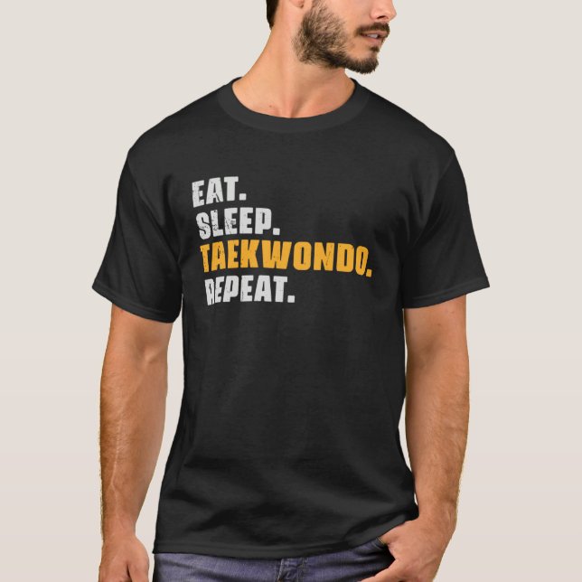 Camiseta Eat Sleep Taekwondo Repeat   Taekwondo Retro Vinta (Anverso)