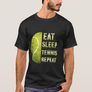 Camiseta Eat Sleep Tennis Repeat Custom Name Funny Sports 