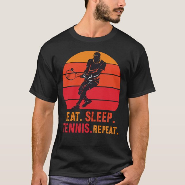 Camiseta Eat Sleep Tennis Repeat Retro Sunset (Anverso)