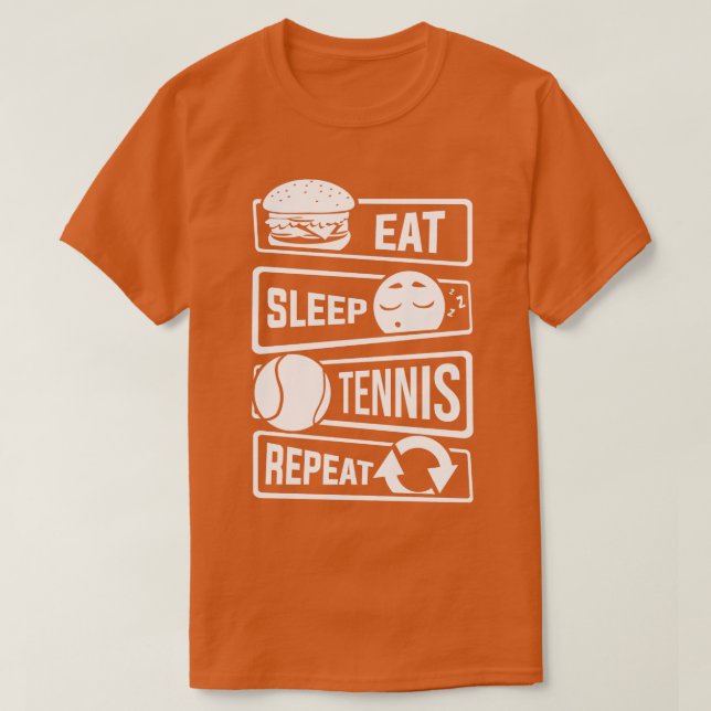 Camiseta Eat Sleep Tennis Repetir Racquets Ball Sports (1) (Diseño del anverso)