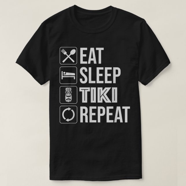 Camiseta Eat Sleep Tiki Repeat Funny Hawaiian Tiki Bar T-Sh (Diseño del anverso)