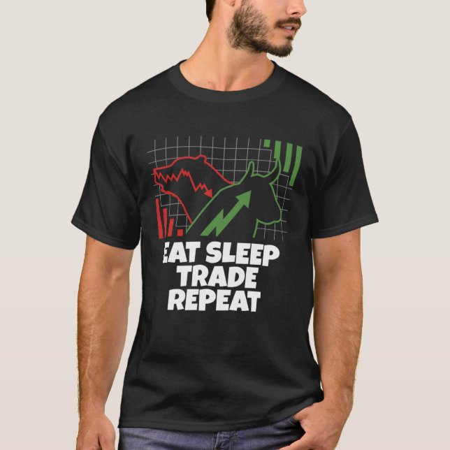 Camiseta Eat Sleep Trade Repeat Bullish Bearish Day Swing T (Anverso)