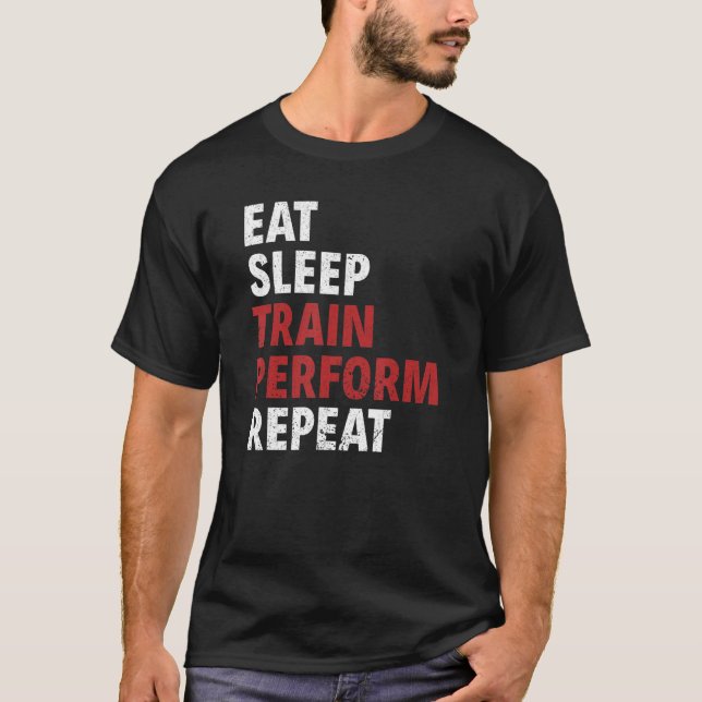 Camiseta Eat Sleep Train Perform Repeat Aerial Silks (Anverso)