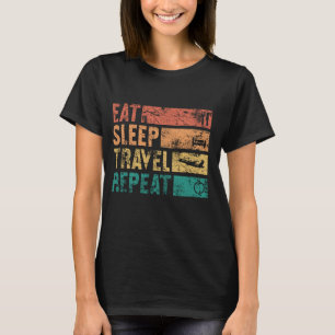 Camiseta Eat Sleep Travel Repeat Vintage Travel Viajero 1