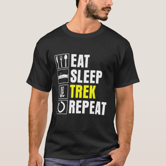 Camiseta Eat Sleep Trek Repetir Trekking de largo alcance (Anverso)