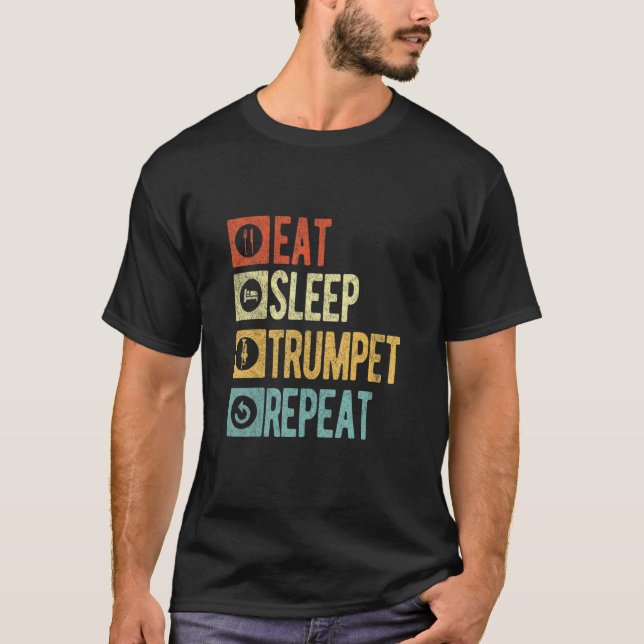 Camiseta Eat Sleep Trumpet Repeat Funny Trumpet Player Retr (Anverso)