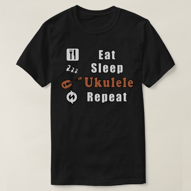 Camiseta Eat Sleep Ukulele Repeat  (Diseño del anverso)