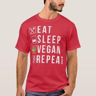 Camiseta Eat Sleep Vegan Repeat Funny Vegetarian Lifestyle 