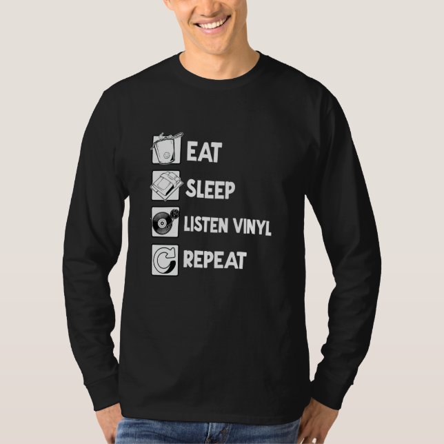 Camiseta Eat Sleep Vinyl Repeat Fun Vinyl Record Music (Anverso)