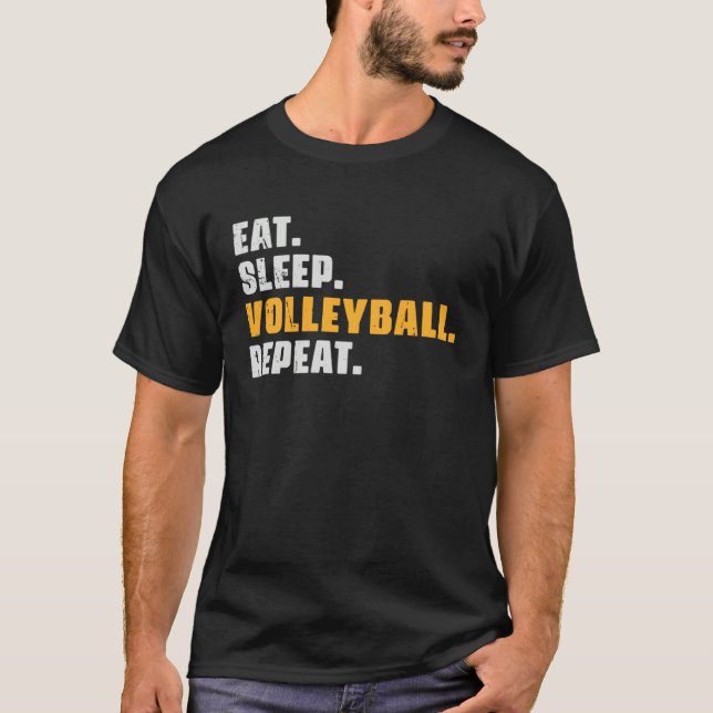 Camiseta Eat Sleep Volleyball Repeat   Volleyball Retro Vin (Anverso)