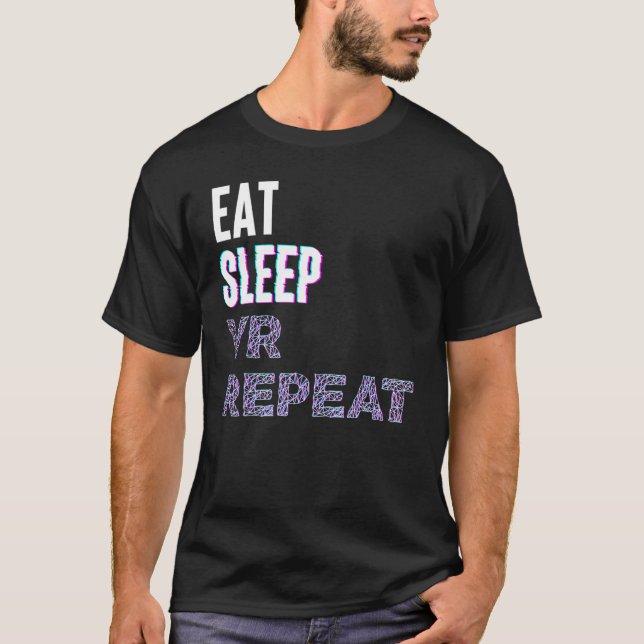 Camiseta Eat Sleep Vr Repeat Virtual Reality Video Game Pc  (Anverso)