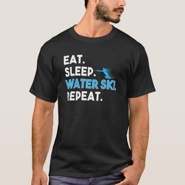 Camiseta Eat Sleep Water Ski Repetir Funny Skip (Anverso)