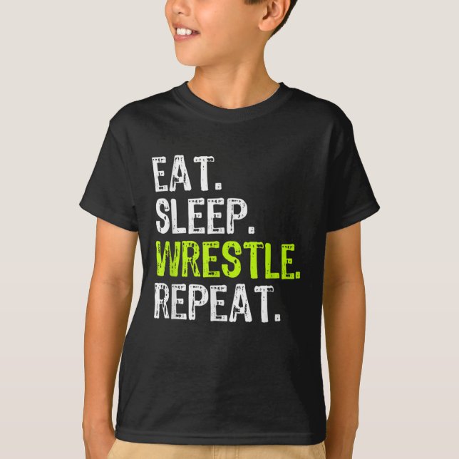 Camiseta Eat Sleep Wrestle Repeat Wrestler (Anverso)