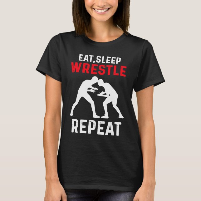 Camiseta Eat Sleep Wrestle Repeat Wrestling (Anverso)
