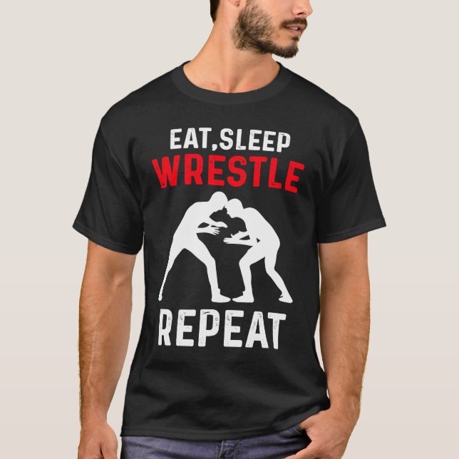 Camiseta Eat Sleep Wrestle Repeat Wrestling (Anverso)