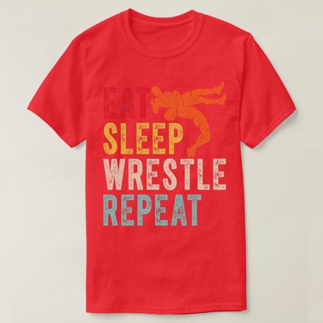 Camiseta Eat Sleep Wrestle Repetir 2 (Diseño del anverso)