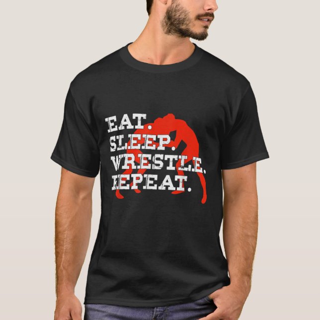 Camiseta Eat Sleep Wrestle Repetir la divertida lucha de lu (Anverso)