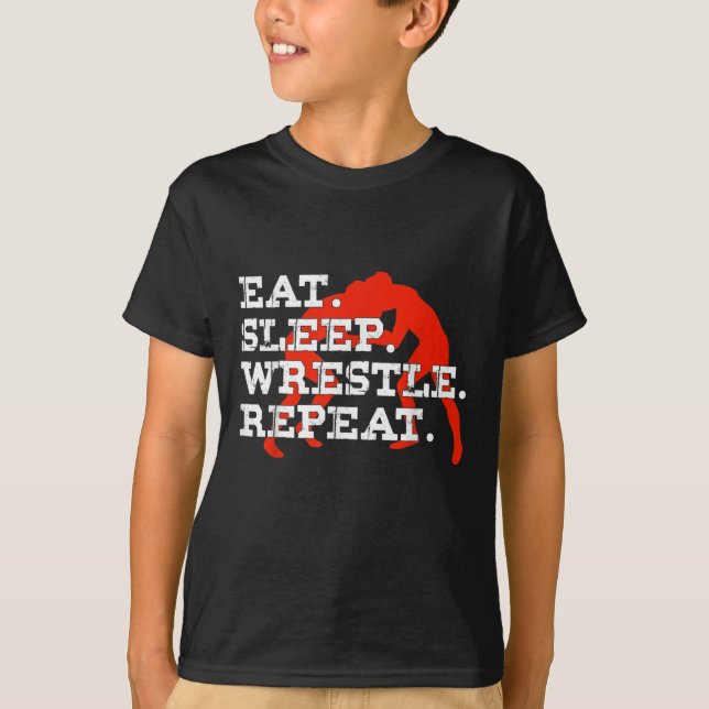 Camiseta Eat Sleep Wrestle Repetir la divertida lucha de lu (Anverso)