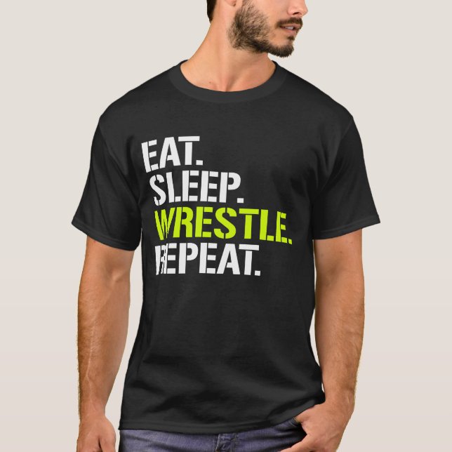 Camiseta Eat Sleep Wrestle Repetir la lucha divertida (Anverso)