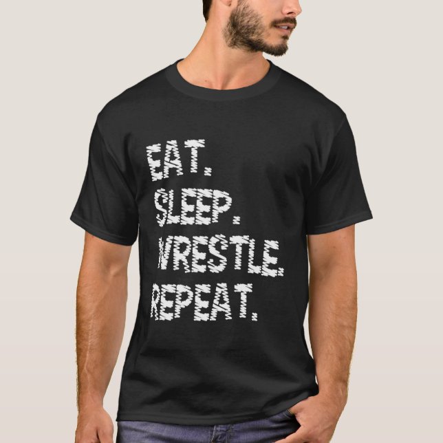 Camiseta Eat Sleep Wrestler Repetir luchas y luchadores (Anverso)