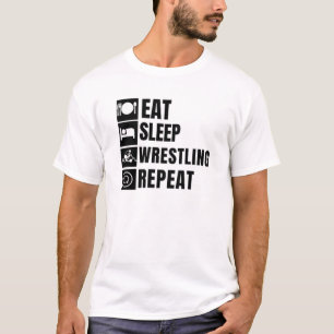 Camiseta Eat Sleep Wrestling Repetir curiosidad