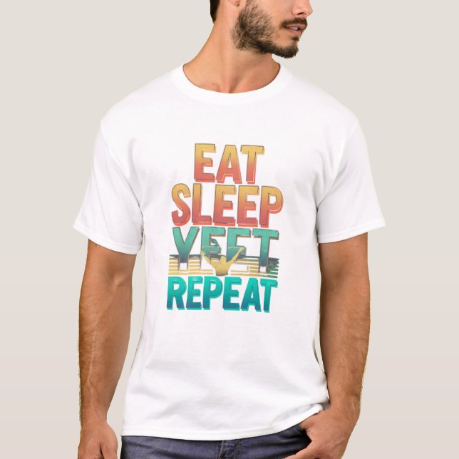 Camiseta Eat Sleep Yeti Repeat Fun T-Shirt (Anverso)
