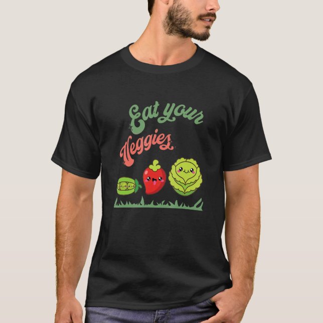 Camiseta Eat Your Veggies Vegan Life Cute Plant Based Veget (Anverso)
