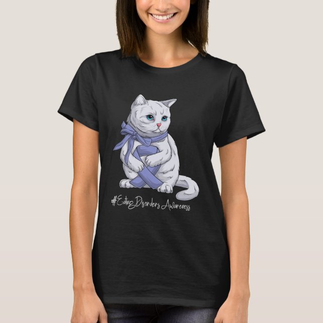 Camiseta Eating Disorders Awareness Month Orange Ribbon Cat (Anverso)